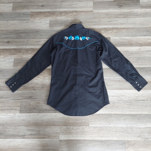 Vintage Ely Diamond Embroidered Pearl Snap Western Shirt Small - Picture 5 of 12